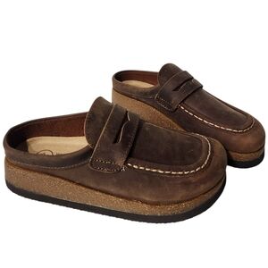 NEW! White Mountain Footbeds Brinlee Dark Brown Leather Clogs Size 6M